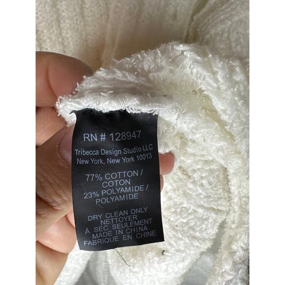 Nili Lotan Multi Direction Rib Sweater High Low Knit Cotton White Sz M Oversized - Picture 9 of 9